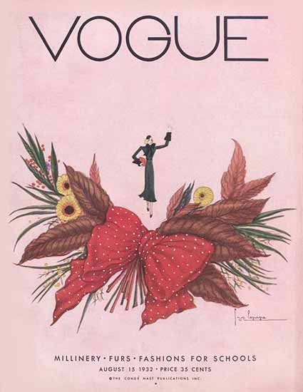 Georges Lepape Vogue Cover 1932-08-15 Copyright | Vogue Magazine Graphic Art Covers 1902-1958