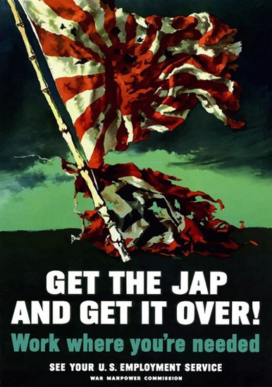 Get The Jap And Get It Over Tattered War Flags | Vintage War Propaganda Posters 1891-1970