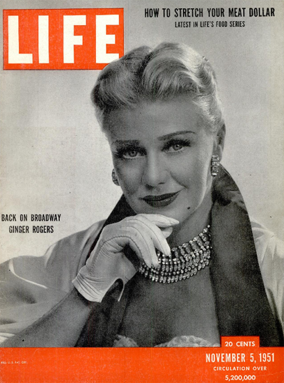 Ginger Rogers back on Broadway 5 Nov 1951 Copyright Life Magazine | Life Magazine BW Photo Covers 1936-1970