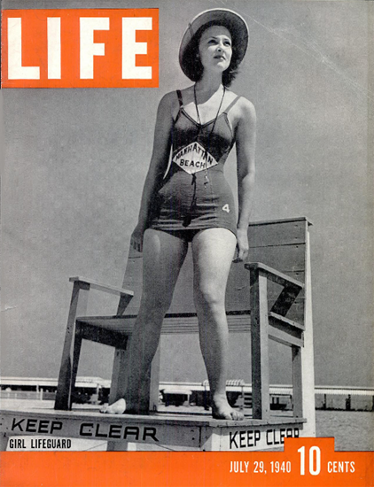 Girl Lifeguard 29 Jul 1940 Copyright Life Magazine | Life Magazine BW Photo Covers 1936-1970