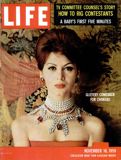 Glittery Comeback for Chokers 16 Nov 1959 Copyright Life Magazine | Life Magazine Color Photo Covers 1937-1970