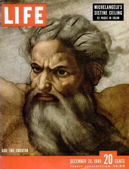 God the Creator by Michelangelo 26 Dec 1949 Copyright Life Magazine | Life Magazine Color Photo Covers 1937-1970