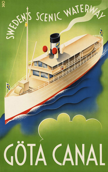 Goeta Canal Swedens Scenic Waterway 1930s | Vintage Travel Posters 1891-1970