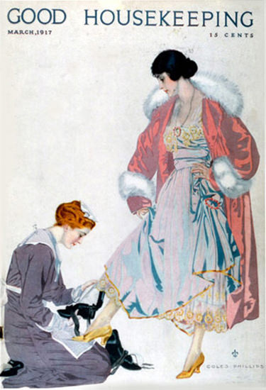 Good Housekeeping Copyright 1917 Lady And Maidservant Coles Phillips | Vintage Ad and Cover Art 1891-1970