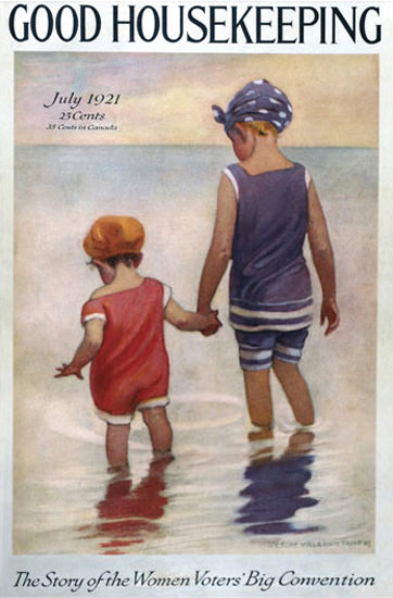 Good Housekeeping Copyright 1921 Kids At The Beach | Vintage Ad and Cover Art 1891-1970