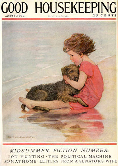 Good Housekeeping Copyright 1922 Little Girl And Dog | Vintage Ad and Cover Art 1891-1970