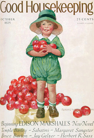 Good Housekeeping Copyright 1925 Kid And Red Apples | Vintage Ad and Cover Art 1891-1970