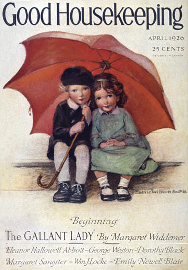 Good Housekeeping Copyright 1926 Kids Under An Umbrella | Vintage Ad and Cover Art 1891-1970