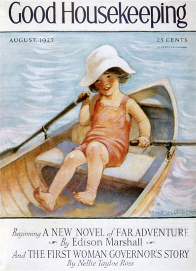 Good Housekeeping Copyright 1927 Little Girl In A Rowboat | Vintage Ad and Cover Art 1891-1970