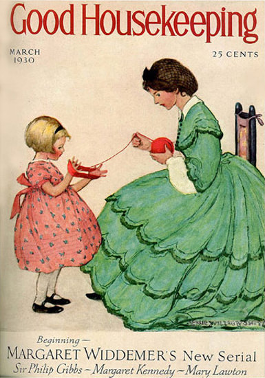 Good Housekeeping Copyright 1930 Girl Helping Her Mum | Vintage Ad and Cover Art 1891-1970