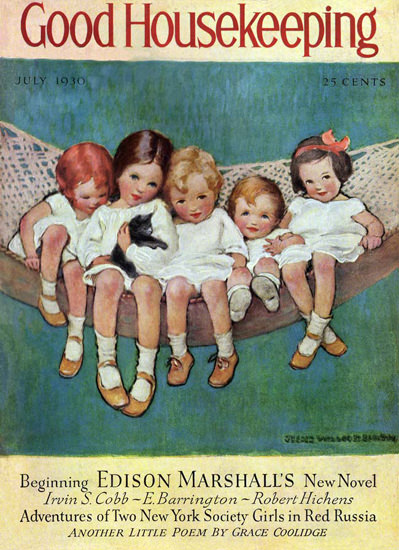 Good Housekeeping Copyright 1930 Kids In A Hammock | Vintage Ad and Cover Art 1891-1970