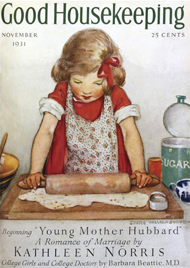 Good Housekeeping Copyright 1931 Little Girl And Dough | Vintage Ad and Cover Art 1891-1970