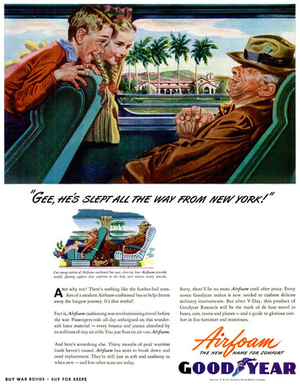 GoodYear Hes Slept All The Way 1944 | Vintage Ad and Cover Art 1891-1970