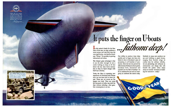 Goodyear Zeppelin Puts The Finger On U-Boats | Vintage War Propaganda Posters 1891-1970