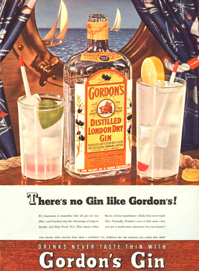 Gordons London Dry Gin Theres No Gin Like 1941 | Vintage Ad and Cover Art 1891-1970