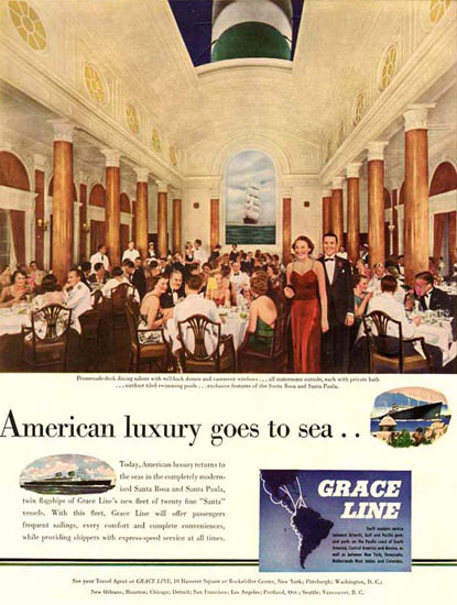 Grace Line American Luxury Goes To Sea 1946 | Vintage Travel Posters 1891-1970