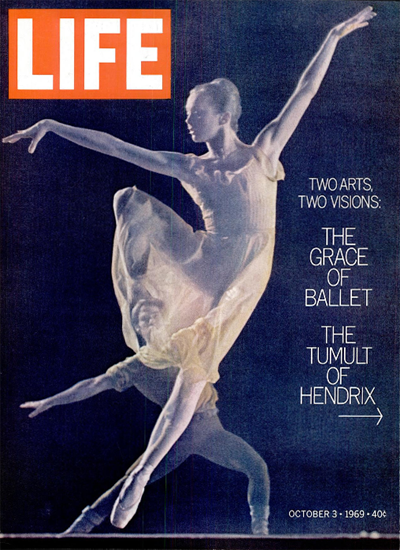 Grace of Ballet v Jimi Hendrix Tumult 3 Oct 1969 Copyright Life Magazine | Life Magazine Color Photo Covers 1937-1970