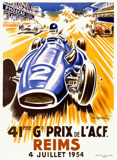 Grand Prix ACF Reims 1954 Geo Ham | Vintage Ad and Cover Art 1891-1970