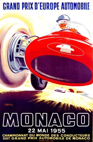 Grand Prix Automobile Monaco 1955 J Ramel | Vintage Ad and Cover Art 1891-1970