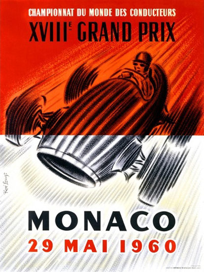 Grand Prix Automobile Monaco 1960 Jose Lorenzi | Vintage Ad and Cover Art 1891-1970