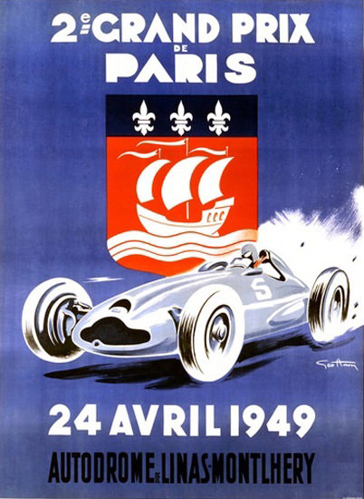 Grand Prix DE Paris 1949 Autodrome De Linas | Vintage Ad and Cover Art 1891-1970