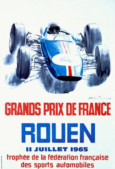 Grand Prix De France Rouen 1965 Michel Beligond | Vintage Ad and Cover Art 1891-1970