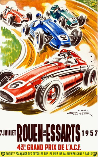 Grand Prix De France Rouen Essarts 1957 | Vintage Ad and Cover Art 1891-1970