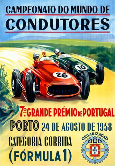 Grande Premio De Portugal 1958 Porto Formula 1 | Vintage Ad and Cover Art 1891-1970