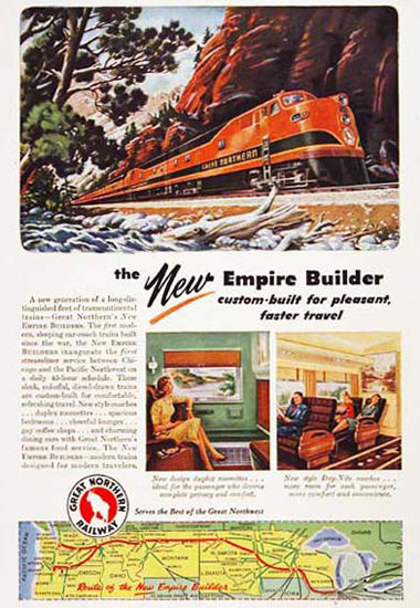 Great Northern Railroad 1946 Empire Builder | Vintage Travel Posters 1891-1970