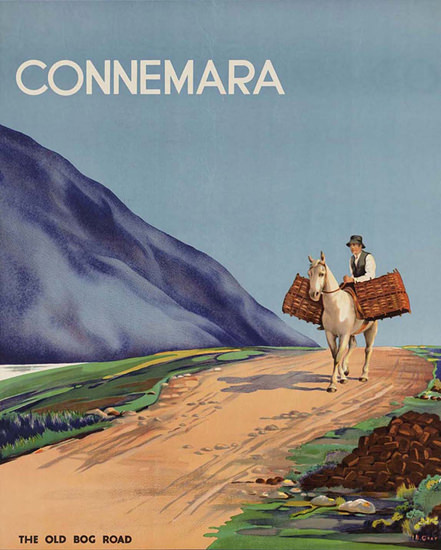 Great Southern Connemara Ireland Old Bog Road | Vintage Travel Posters 1891-1970