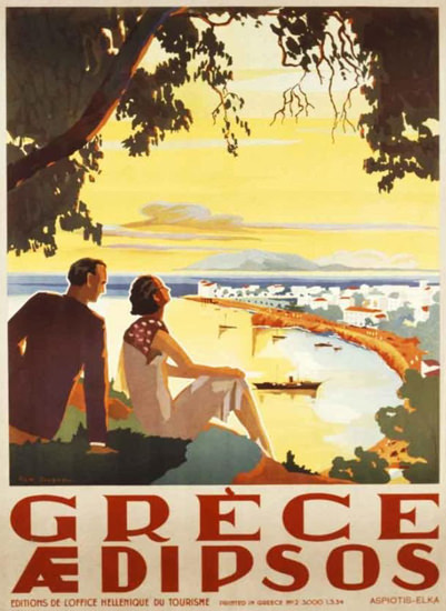 Greece Aedipsos 1934 | Vintage Travel Posters 1891-1970