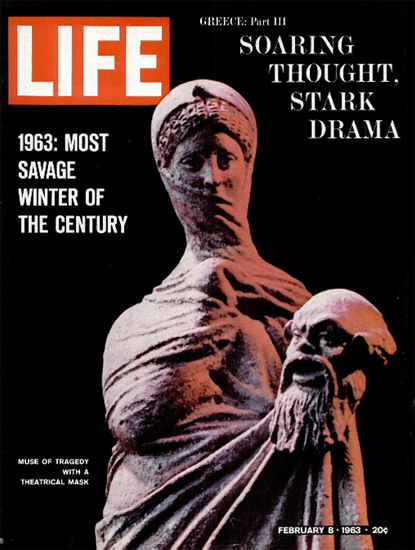 Greece Muse of Tragedy with Mask 8 Feb 1963 Copyright Life Magazine | Life Magazine Color Photo Covers 1937-1970