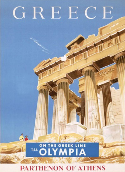 Greece Olympia Panthenon Of Athens | Vintage Travel Posters 1891-1970