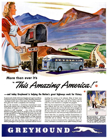 Greyhound Its This Amazing America 1943 | Vintage Travel Posters 1891-1970