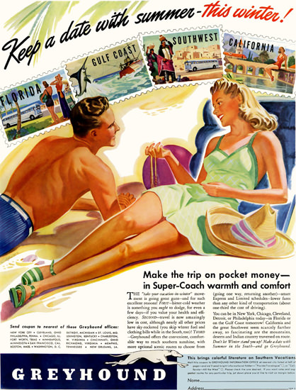 Greyhound Keep A Date With Summer 1941 | Sex Appeal Vintage Ads and Covers 1891-1970