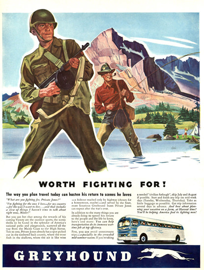 Greyhound Worth Fighting For 1943 | Vintage War Propaganda Posters 1891-1970