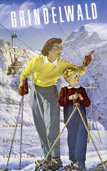 Grindelwald First Schweiz Suisse Switzerland 1943 | Vintage Travel Posters 1891-1970