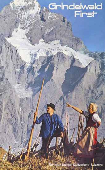 Grindelwald First Schweiz Suisse Switzerland Svizzera 1955 | Vintage Travel Posters 1891-1970