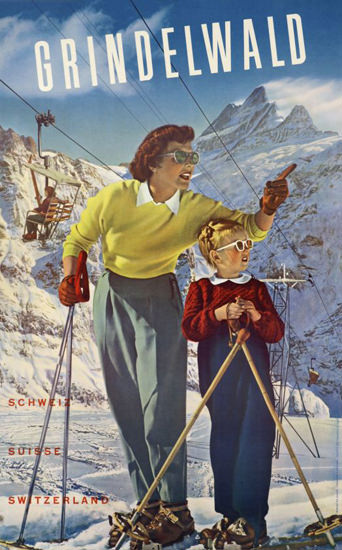 Grindelwald Suisse Schweiz Switzerland 1943 | Vintage Travel Posters 1891-1970