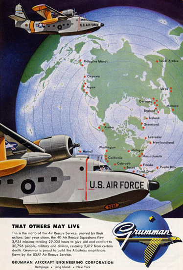 Grumman That Others May Live US AirForce 1956 | Vintage War Propaganda Posters 1891-1970