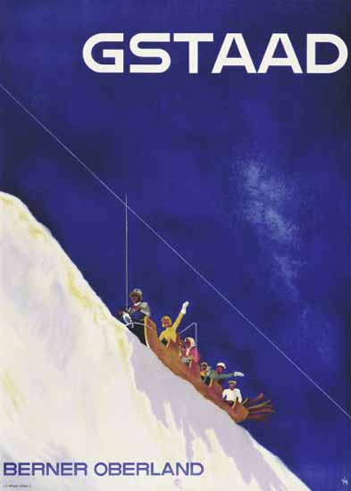 Gstaad Berner Oberland Sliing Switzerland 1937 | Vintage Travel Posters 1891-1970