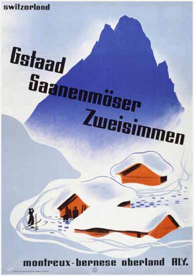 Gstaad Saanenmoeser Montreux Switzerland RLY 1935 | Vintage Travel Posters 1891-1970