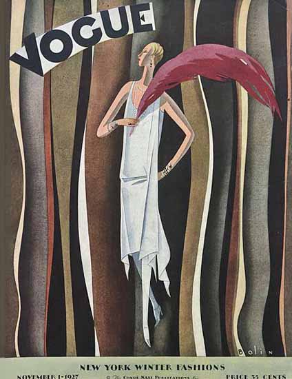 Guillermo Bolin Vogue Cover 1927-11-01 Copyright | Vogue Magazine Graphic Art Covers 1902-1958