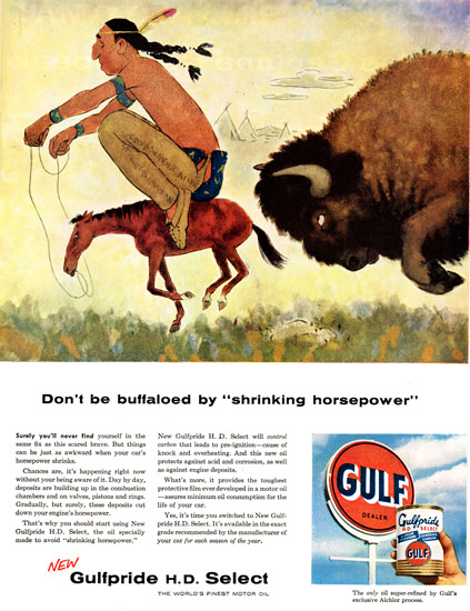 Gulf Dont Be Buffaloed 1956 | Vintage Ad and Cover Art 1891-1970