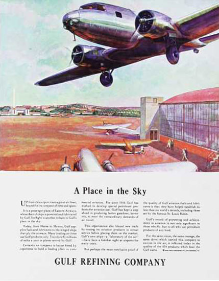 Gulf Refining Company A Place In The Sky 1930s | Vintage Ad and Cover Art 1891-1970