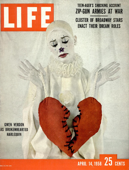 Gwen Verdon as broken Harlequin 14 Apr 1958 Copyright Life Magazine | Life Magazine Color Photo Covers 1937-1970