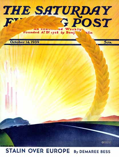 H Wilson Smith Saturday Evening Post Golden City 1939_10_14 | The Saturday Evening Post Graphic Art Covers 1931-1969