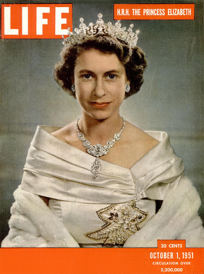 HRH The Princess Elizabeth 1 Oct 1951 Copyright Life Magazine | Life Magazine Color Photo Covers 1937-1970