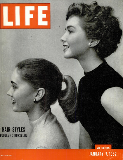 Hair Style Poodle vs Horstail 7 Jan 1952 Copyright Life Magazine | Life Magazine BW Photo Covers 1936-1970