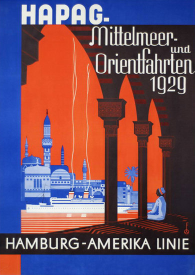 Hamburg-Amerika Linie Mittelmeer-Orient 1929 | Vintage Travel Posters 1891-1970